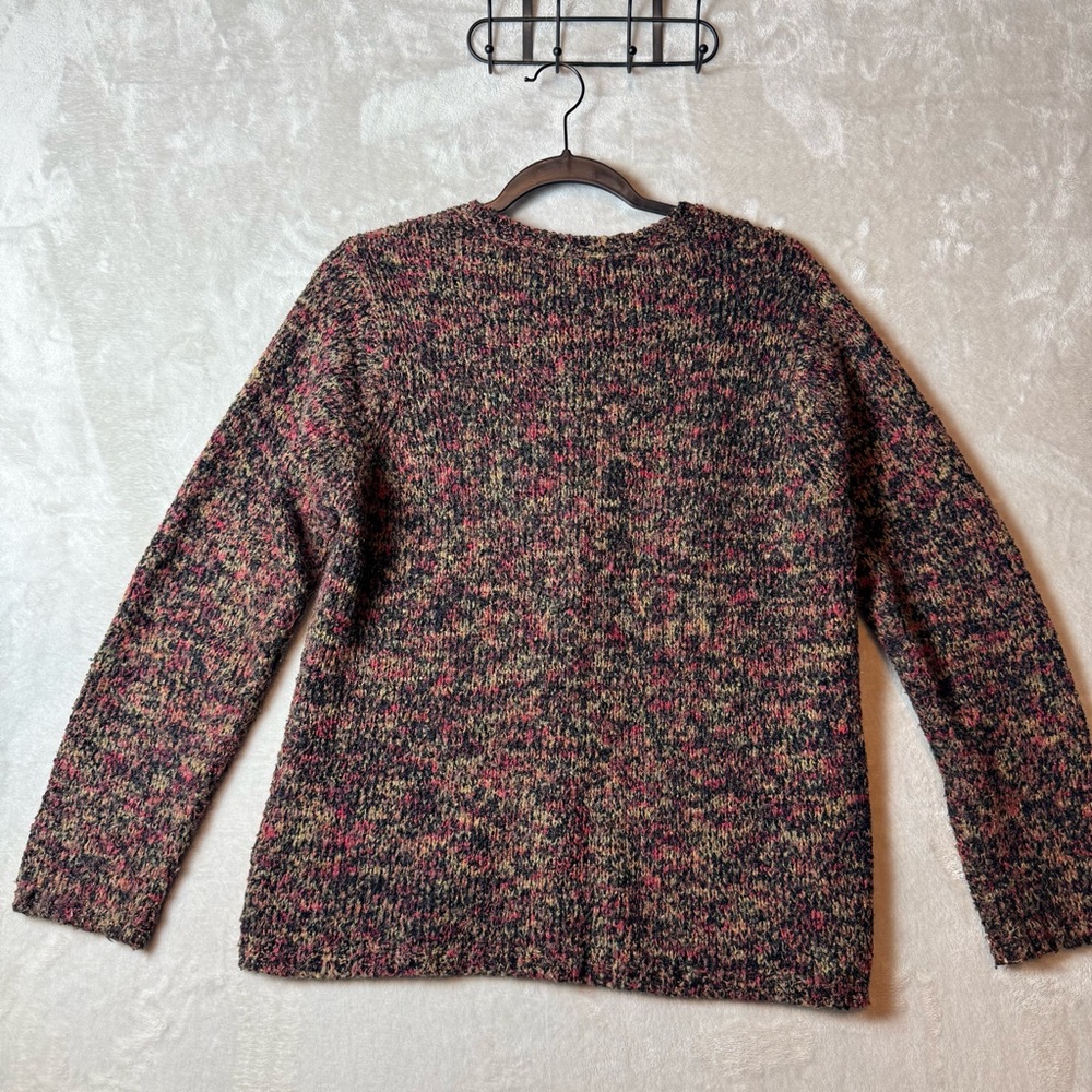 Vintage 90s David Brooks Wool Blend Multicolor Knit Cardigan Size Large - Picture 2 of 9
